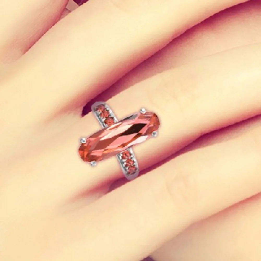 SWAROVSKI Padparasha Crystal Ring. Size 8